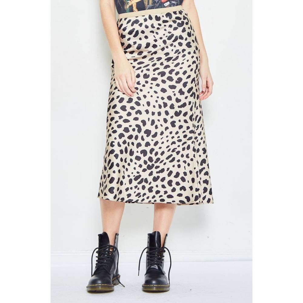 Leopard Satin Skirt